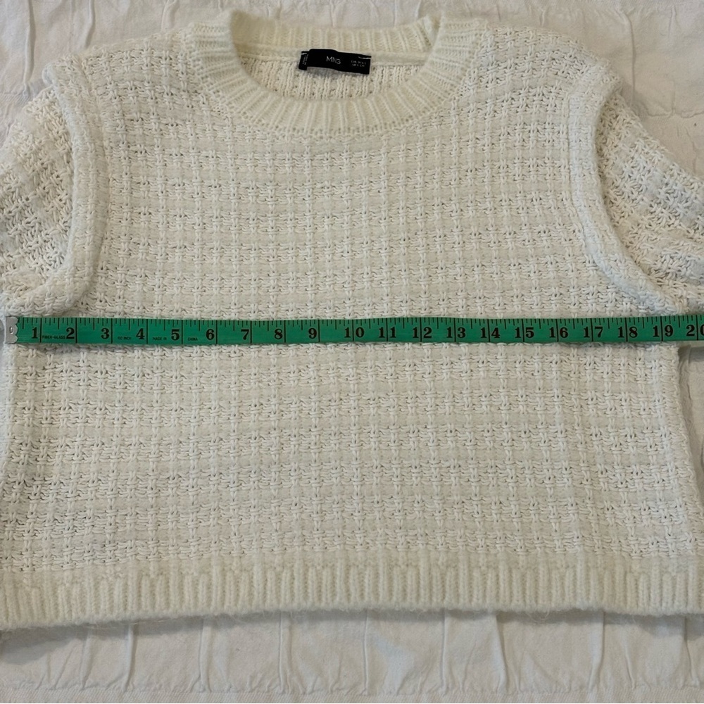 Mango Knitted Sweater with Shoulder Pads, Ivory, Size Small, Cropped - Picture 7 of 13